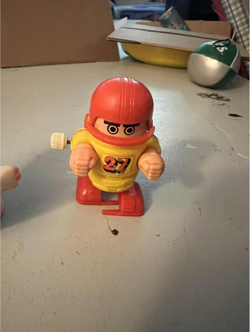 Vintage Wind-Up Plastic Football Player Toy
